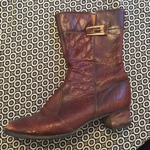 Vintage brown leather boots.